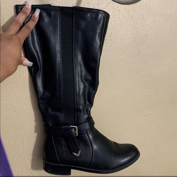 Black High Boots w/ Gold Buckle - Picture 1 of 3